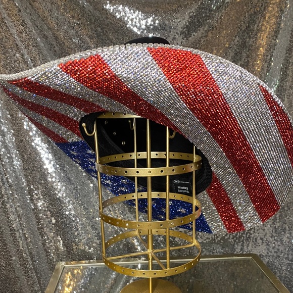 Rhinestone Cowboy Hat in American Flag USA in White main image 11